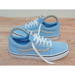 Vans Women's Shoes Ward Metallic Baby Blue/Silver Canvas Skate Size 5